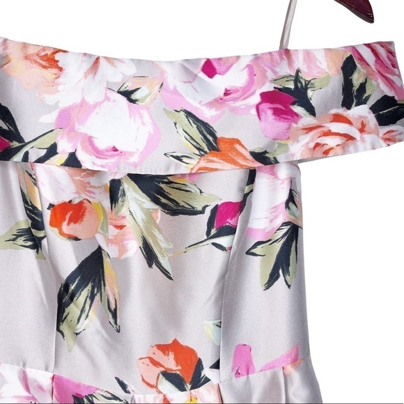 ELIZA J NWT Floral Off the Shoulder Mikado Dress Size 4 in Multi Floral Print - Picture 4 of 16